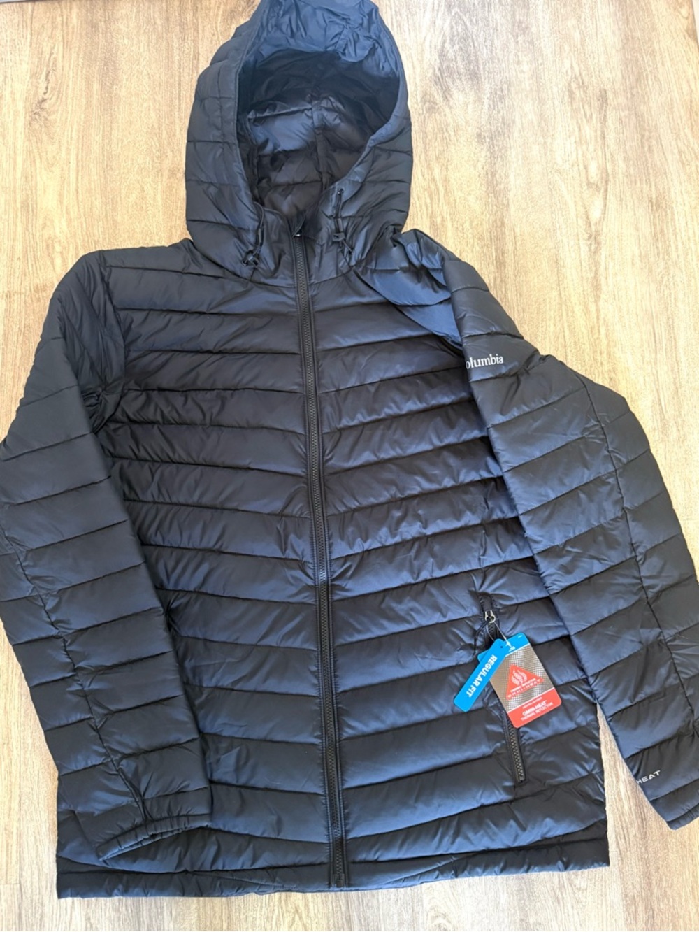 NWT✨Columbia Men's Small🖤 Black Hooded Lightweight Puffer Jacket